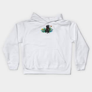 The Butterfly and Black Pug Kids Hoodie